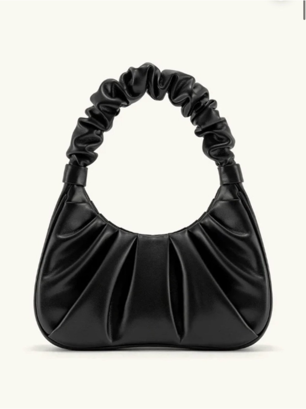 Classic Ruched Handle Shoulder Bag - Black
